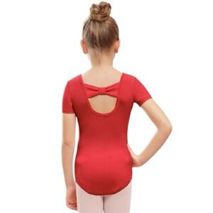 Stelle Red Short Sleeve Bow Back Dance Ballet Gymnastics Leotard 110/5